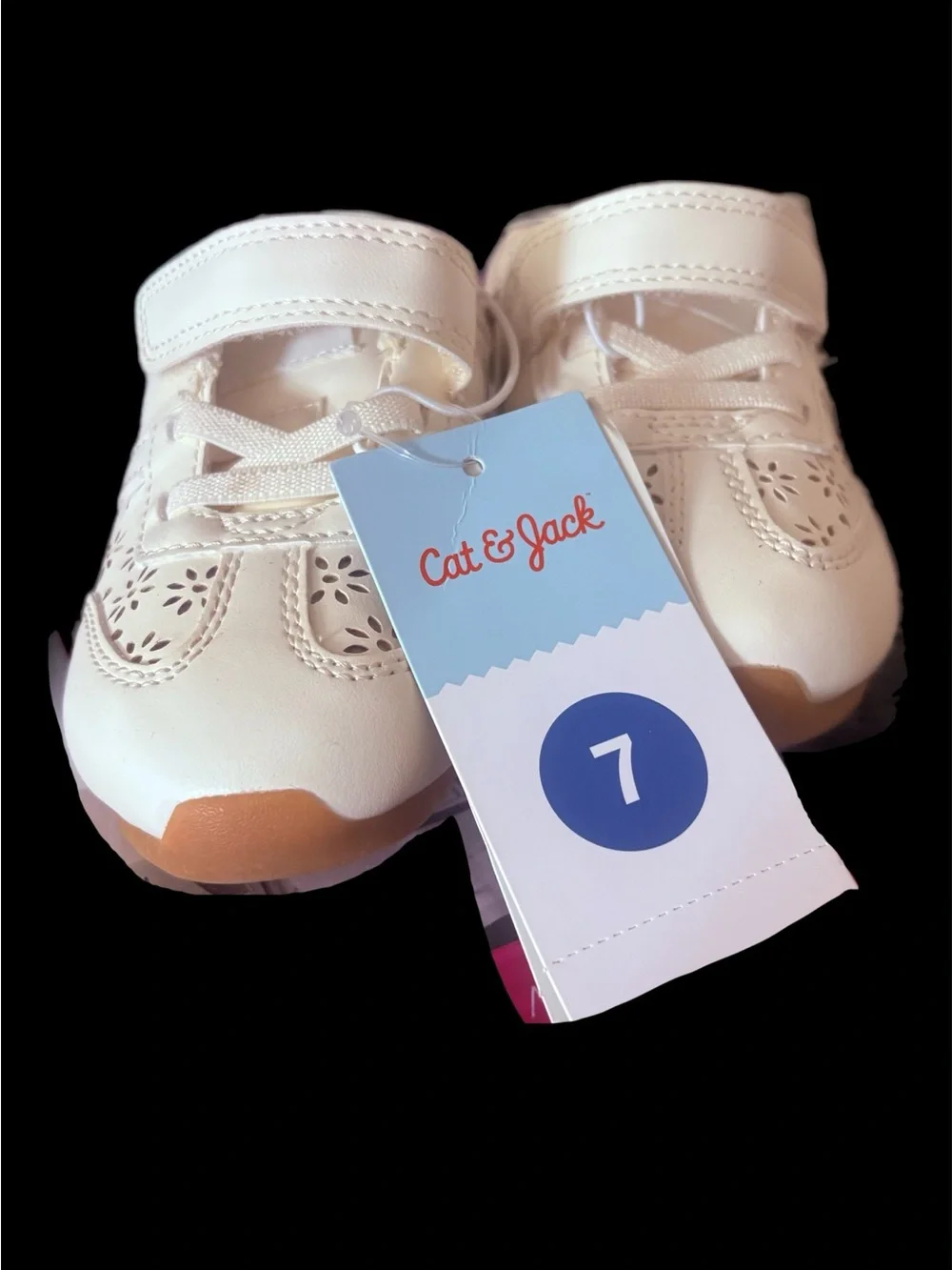 Cat & Jack Cream Toddler Sneakers with Floral Cutouts